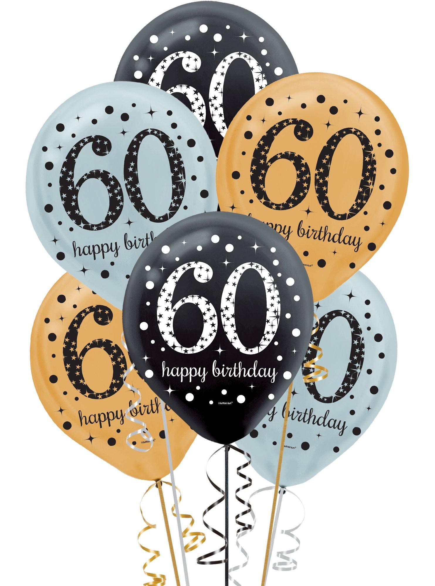 60th Birthday Balloons 15ct - Sparkling Celebration